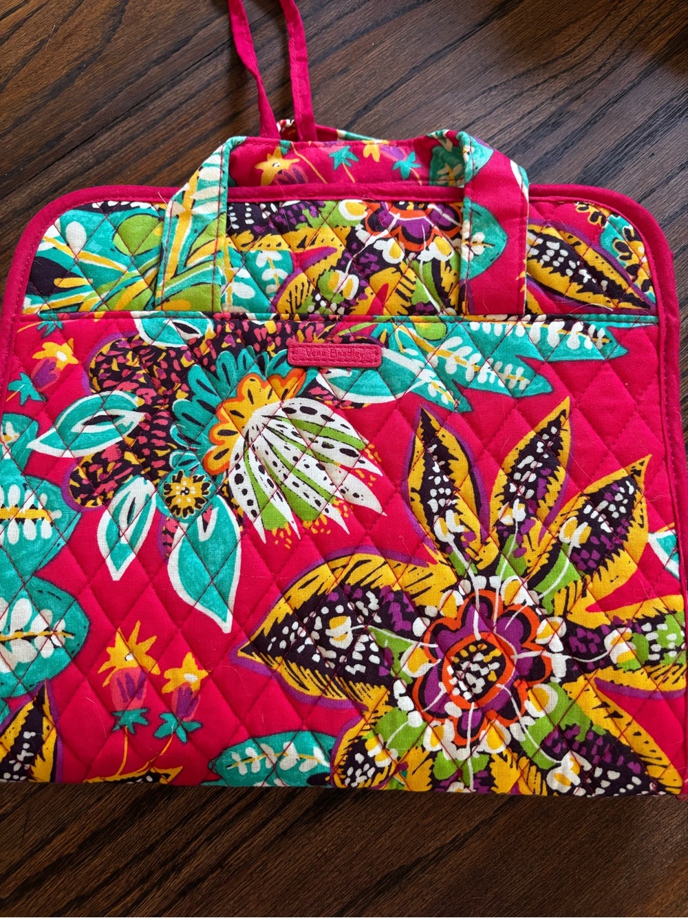 Vera Bradley Bright Pink Quilted Floral Laptop Bag